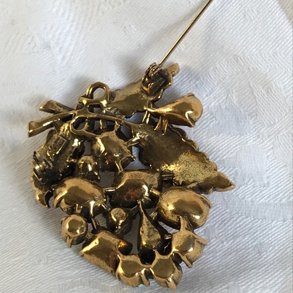 Vintage Leaf Brooch Green/Brown - Picture 4 of 9